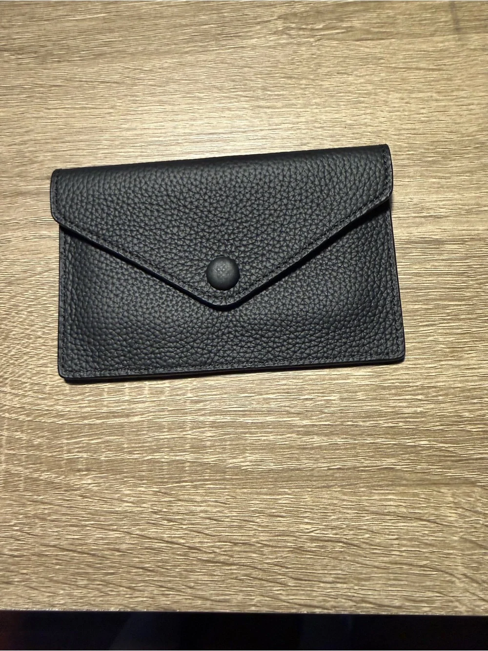 Black Pebbled Leather Envelope Card Wallet